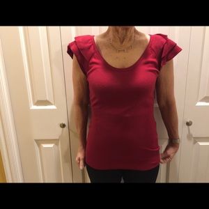 Women’s cap ruffle sleeve scoop neck sweater